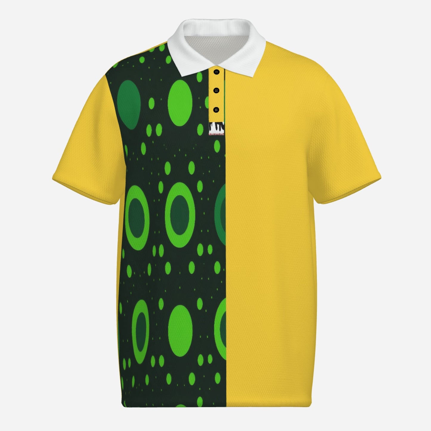 All-Over Print Men's Polo Shirt Golf Jersey Quick Dry-Black Button & Thread Collar
