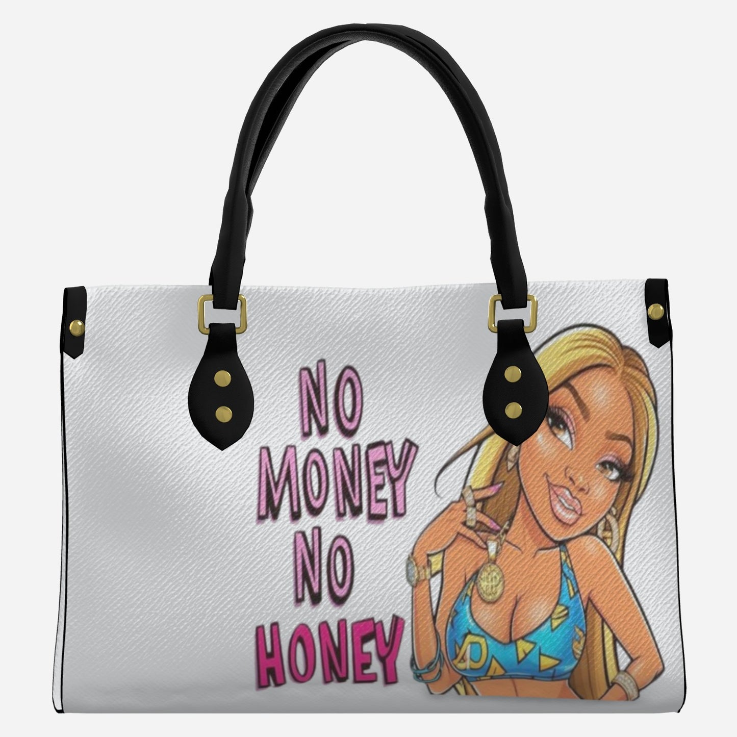 Leather Tote Bag Handbag with Top Handle Black
