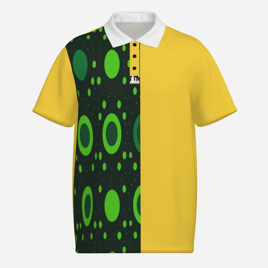 All-Over Print Men's Polo Shirt Golf Jersey Quick Dry-Black Button & Thread Collar