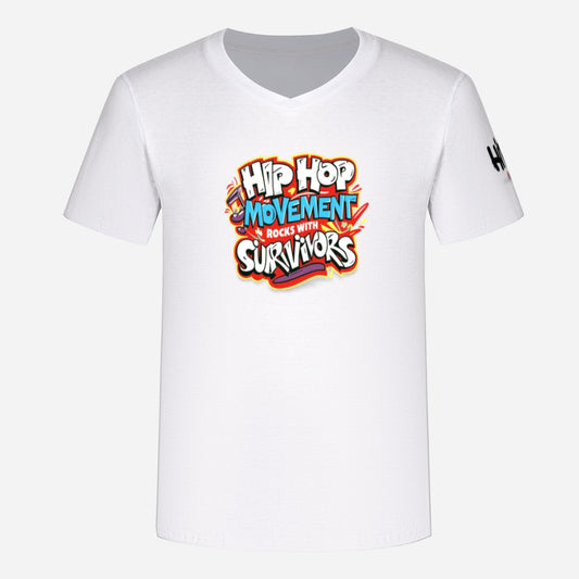 4 Sides Simple Design Print Cotton Unisex V-Neck T-Shirt