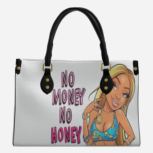 Leather Tote Bag Handbag with Top Handle Black