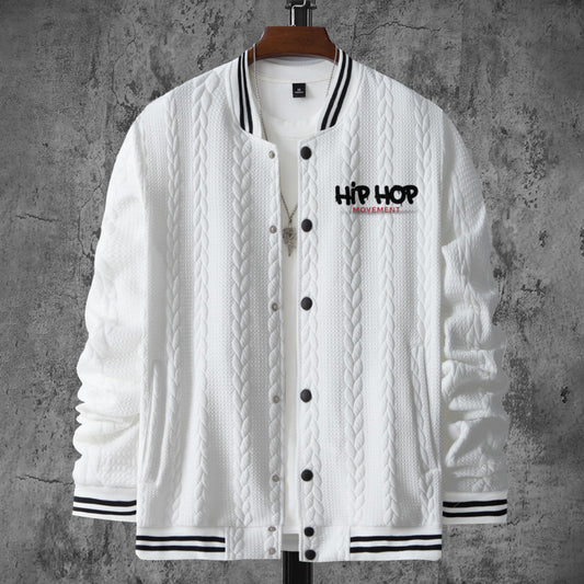 Front Design Simple Print  Men's Jacquard Baseball Jersey Jacket